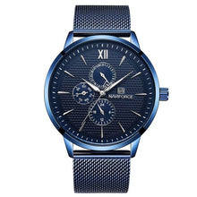 Load image into Gallery viewer, Blue Full Steel Military Men Wristwatch Clock